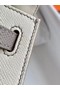 Hermes Original Epsom Leather KEL2578 cream&grey  Replica