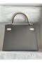 Hermes Original Epsom Leather KEL2578 dark grey&cream  Replica