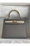 Hermes Original Epsom Leather KEL2578 dark grey&cream  Replica