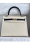 Hermes Original Epsom Leather KEL2578 white&black  Replica