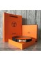 Hermes original epsom leather Kelly belt H069854 black gold plated metal  Replica