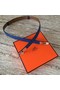 Hermes original epsom leather Kelly belt H069854 blue silver plated metal  Replica