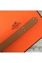 Hermes original epsom leather Kelly belt H069854 brown silver plated metal  Replica