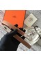 Hermes original epsom leather Kelly belt H069854 brown silver plated metal  Replica