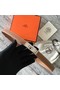 Hermes original epsom leather Kelly belt H069854 brown silver plated metal  Replica