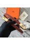 Hermes original epsom leather Kelly belt H069854 fuchsia gold plated metal  Replica
