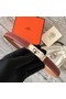 Hermes original epsom leather Kelly belt H069854 fuchsia silver plated metal  Replica
