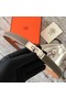 Hermes original epsom leather Kelly belt H069854 grey silver plated metal  Replica