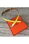 Hermes original epsom leather Kelly belt H069854 lemon silver plated metal  Replica