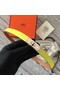 Hermes original epsom leather Kelly belt H069854 lemon silver plated metal  Replica