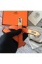 Hermes original epsom leather Kelly belt H069854 orange gold plated metal  Replica