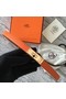 Hermes original epsom leather Kelly belt H069854 orange gold plated metal  Replica