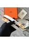 Hermes original epsom leather Kelly belt H069854 white gold plated metal  Replica