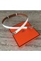 Hermes original epsom leather Kelly belt H069854 white silver plated metal  Replica