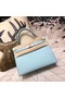 Hermes original Kelly Epsom Leather KL32 light blue Silver hardware  Replica