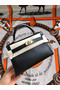 Hermes original mini Kelly chevre mysore K19CM black&Gold Metal  Replica