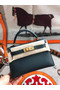 Hermes original mini Kelly chevre mysore K19CM Blackish green&Gold Metal  Replica