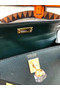 Hermes original mini Kelly chevre mysore K19CM Blackish green&Gold Metal  Replica