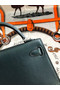 Hermes original mini Kelly chevre mysore K19CM Blackish green&silver Metal  Replica
