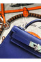 Hermes original mini Kelly chevre mysore K19CM blue&silver Metal  Replica