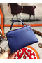 Hermes original mini Kelly chevre mysore K19CM blue&silver Metal  Replica