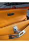 Hermes original mini Kelly chevre mysore K19CM Mango yellow&silver Metal  Replica
