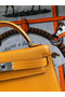 Hermes original mini Kelly chevre mysore K19CM Mango yellow&silver Metal  Replica