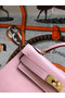 Hermes original mini Kelly chevre mysore K19CM pink&Gold Metal  Replica