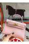 Hermes original mini Kelly chevre mysore K19CM pink&Gold Metal  Replica
