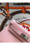 Hermes original mini Kelly chevre mysore K19CM pink&silver Metal  Replica