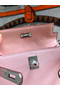 Hermes original mini Kelly chevre mysore K19CM pink&silver Metal  Replica