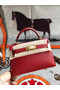 Hermes original mini Kelly chevre mysore K19CM red&Gold Metal  Replica