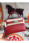 Hermes original mini Kelly chevre mysore K19CM red&silver Metal  Replica