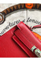 Hermes original mini Kelly chevre mysore K19CM red&silver Metal  Replica