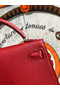 Hermes original mini Kelly chevre mysore K19CM red&silver Metal  Replica