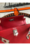 Hermes original mini Kelly chevre mysore K19CM red&silver Metal  Replica