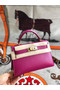 Hermes original mini Kelly chevre mysore K19CM rose&Gold Metal  Replica