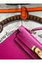 Hermes original mini Kelly chevre mysore K19CM rose&Gold Metal  Replica