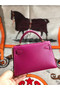 Hermes original mini Kelly chevre mysore K19CM rose&Gold Metal  Replica
