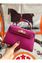 Hermes original mini Kelly chevre mysore K19CM rose&Gold Metal  Replica