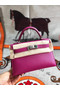 Hermes original mini Kelly chevre mysore K19CM rose&silver Metal  Replica