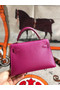 Hermes original mini Kelly chevre mysore K19CM rose&silver Metal  Replica