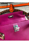 Hermes original mini Kelly chevre mysore K19CM rose&silver Metal  Replica