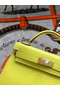 Hermes original mini Kelly chevre mysore K19CM yellow&Gold Metal  Replica