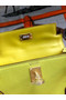Hermes original mini Kelly chevre mysore K19CM yellow&Gold Metal  Replica