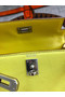 Hermes original mini Kelly chevre mysore K19CM yellow&silver Metal  Replica