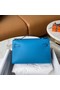 Hermes Original swift Leather KEL2278 blue&Silver-Tone Metal  Replica