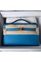 Hermes Original swift Leather KEL2278 blue&Silver-Tone Metal  Replica