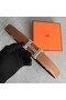 Hermes original togo 2 belt buckle & Reversible leather strap 32 mm H06454 brown  Replica