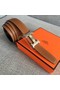 Hermes original togo 2 belt buckle & Reversible leather strap 32 mm H06454 brown  Replica